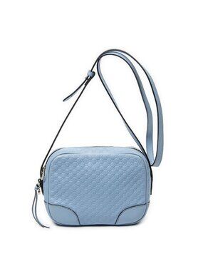 Gucci Bree Cross Belt Bag Light Blue Micro Guccissima Leather